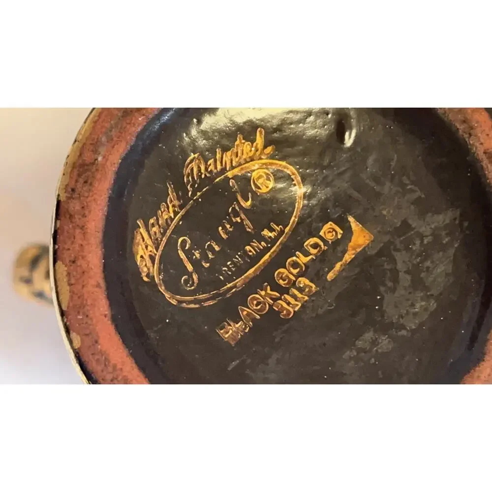 Vintage, Stangl Pottery Hand Painted Black & Gold, Ceramic, Vase
